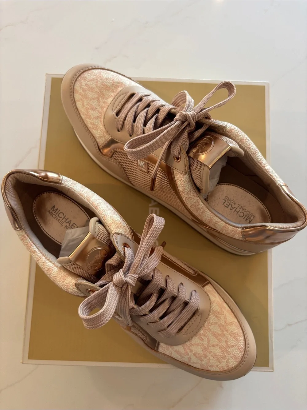 Michael Kors Blush Pink Metallic Accent Sneakers for Women